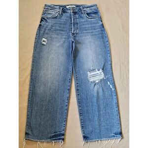 Whetherly Vincent Slouchy Wide Leg Button Fly Womens High Rise Jeans‎